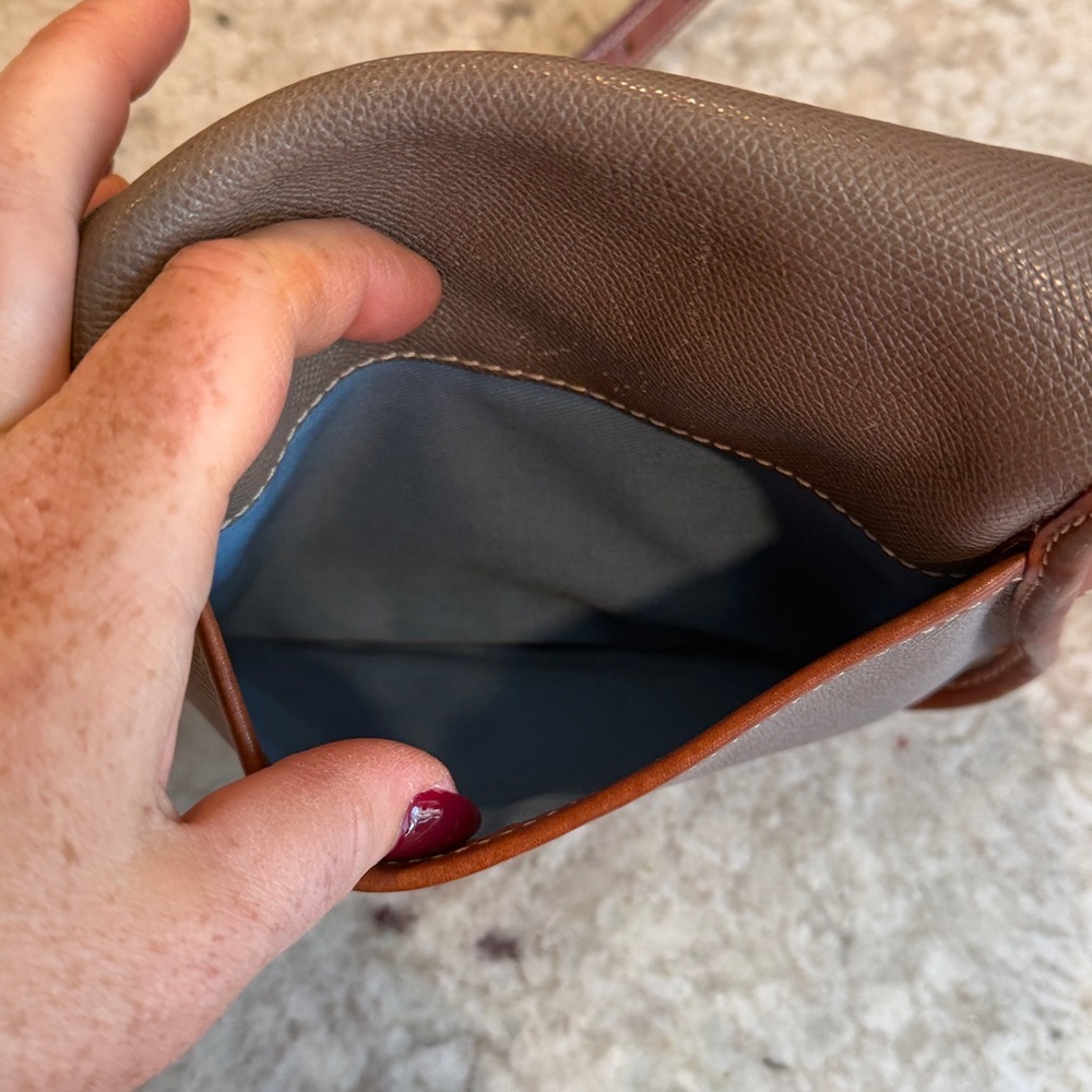 Dooney & Bourke Taupe and Brown Crossbody Saddle Bag - Picture 5 of 9